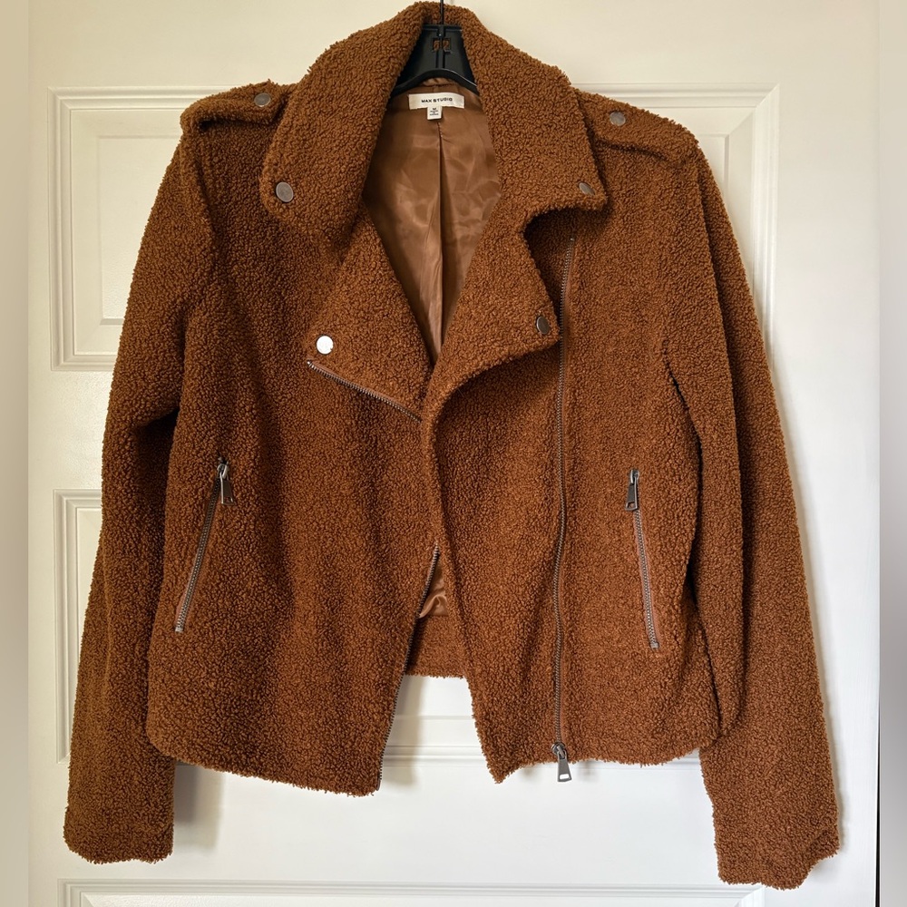 Max Studio Tan Teddy Jacket